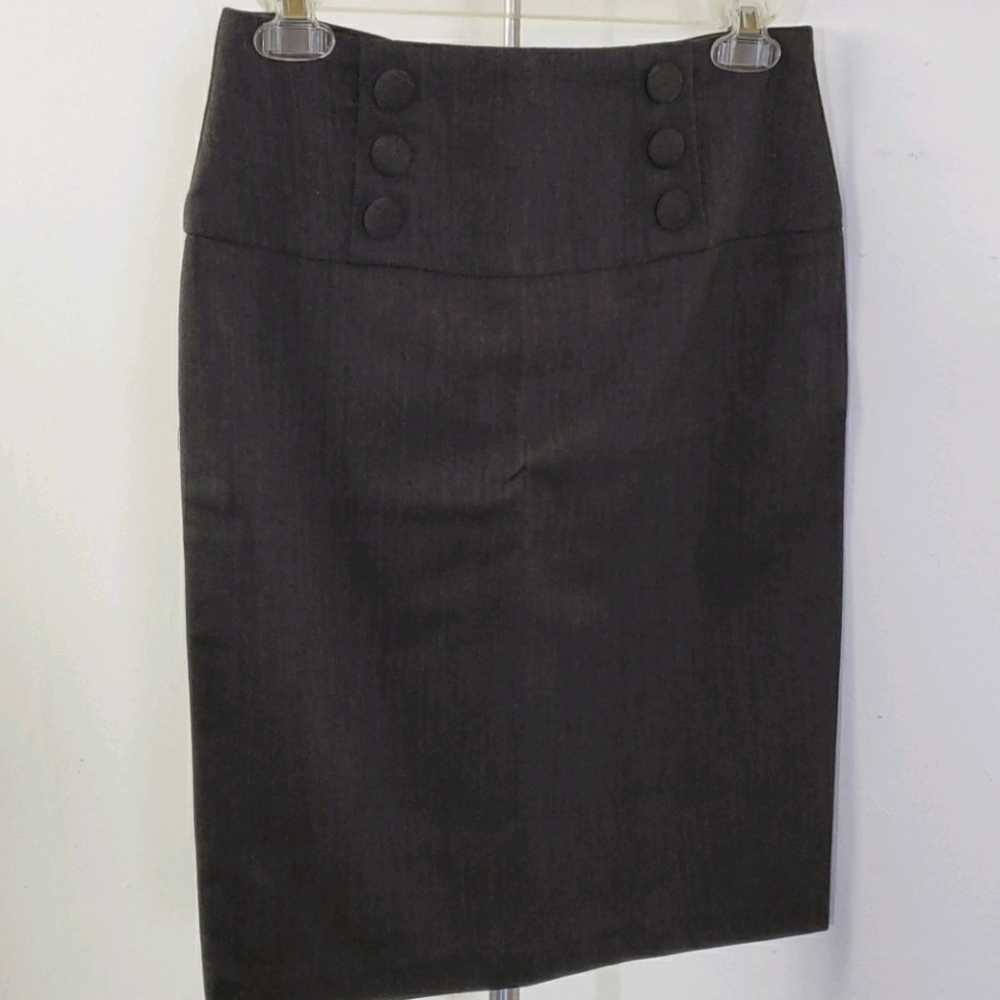 Dark brown herringbone pencil skirt